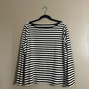 Talbots Top Sz 2XP Pima Cotton Cream/Black w/Gold Metallic Thread T-Shirt Casual